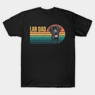 Lab Dad Funny Black Labrador Retriever Dog Lover Retro Sunset T-Shirt